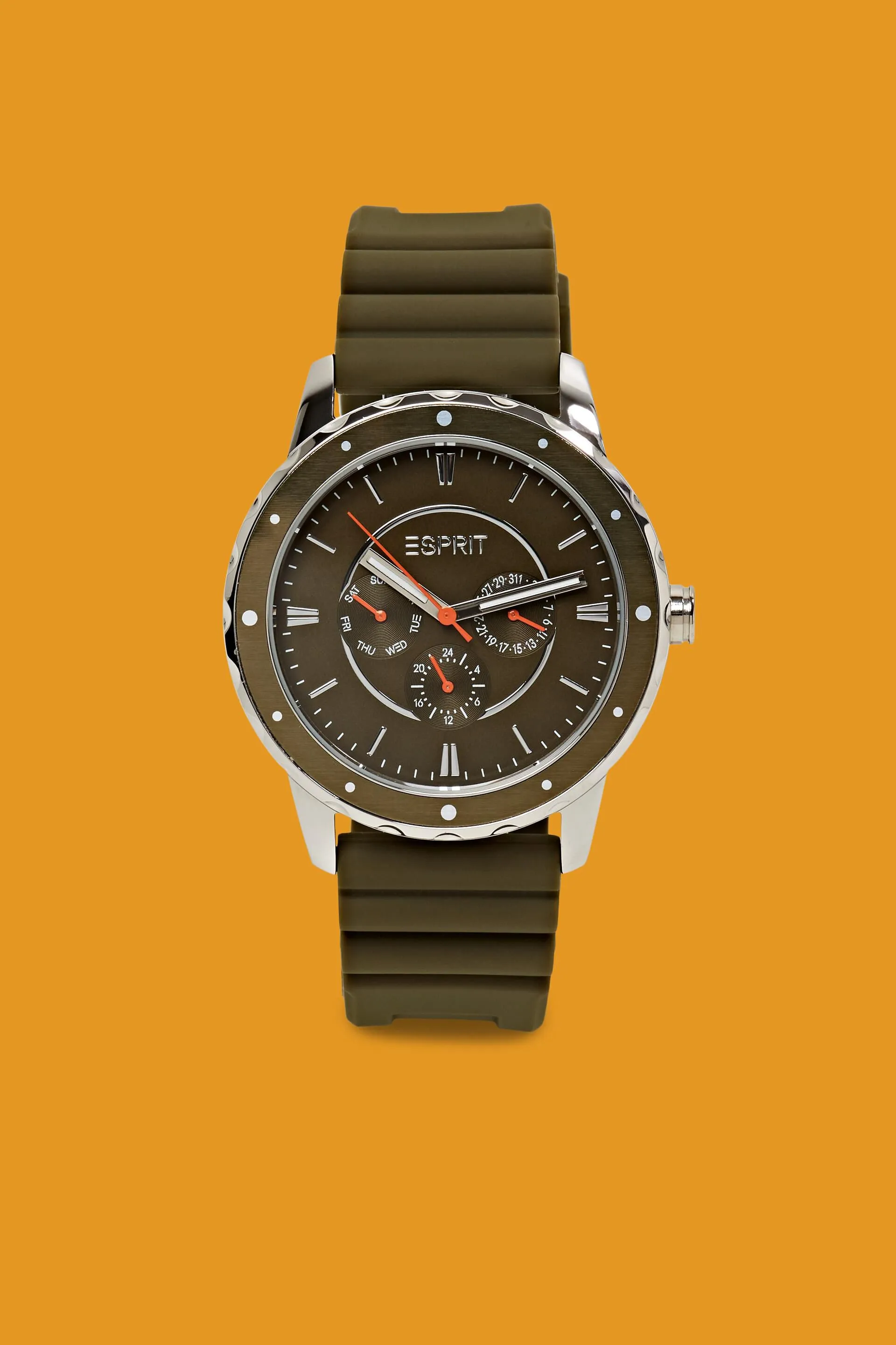 Reloj de acero inoxidable con pulsera de goma