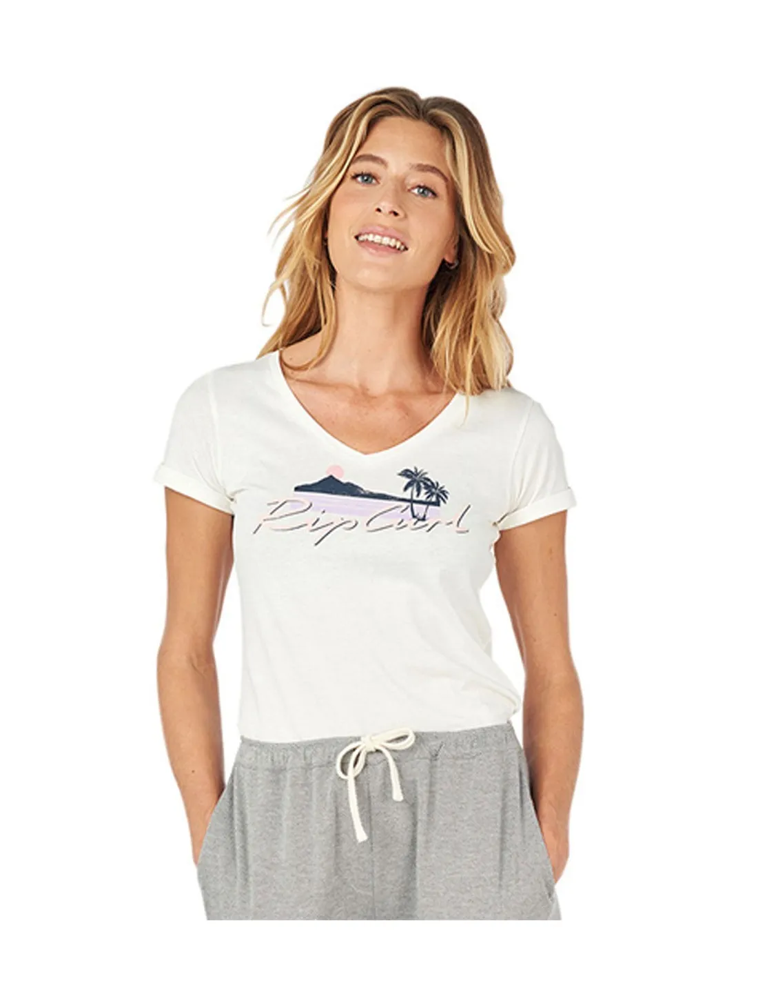RIP CURL BASIC V TEE  BONE  CAMISETA
