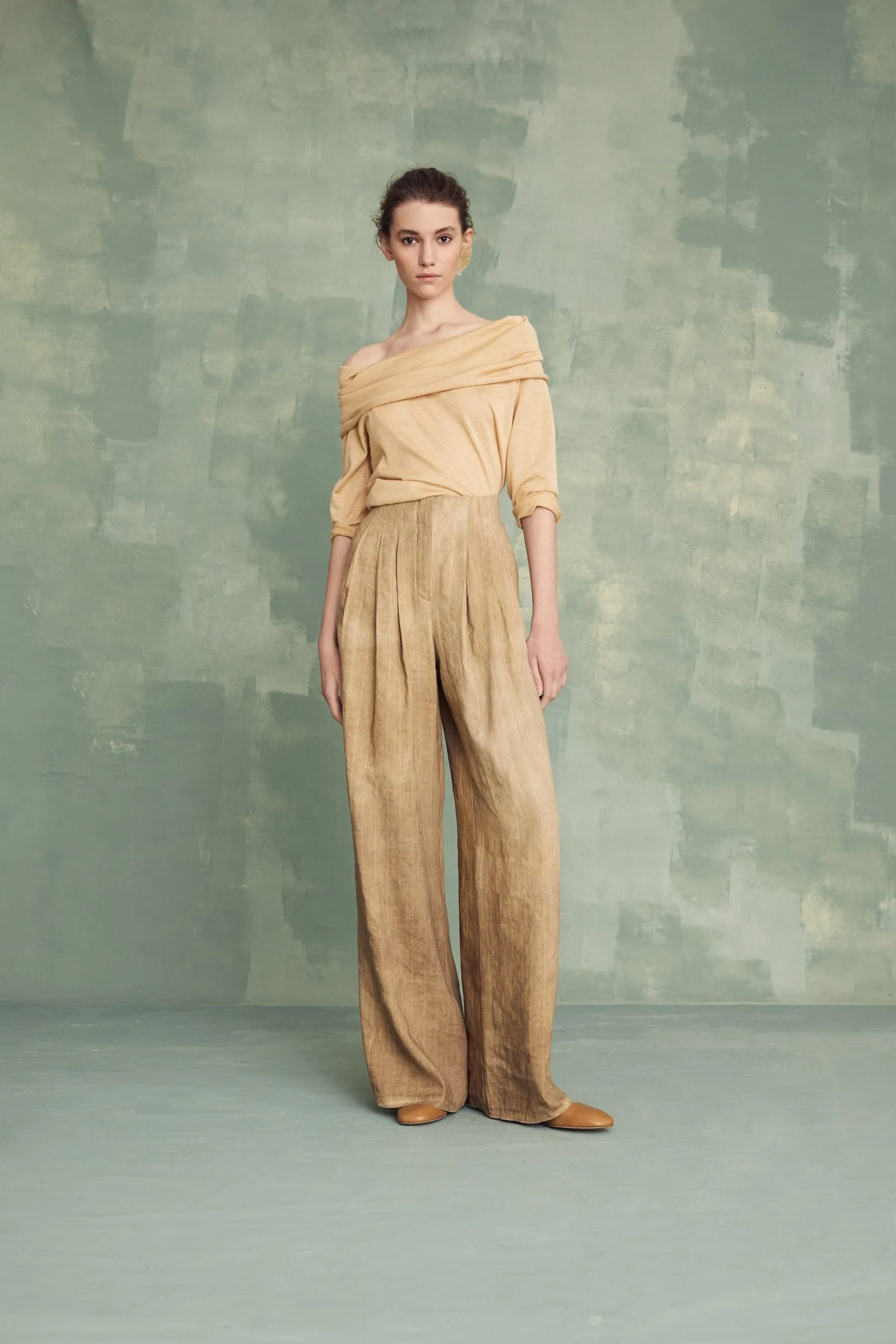 Romeo, gold linen blend knit top