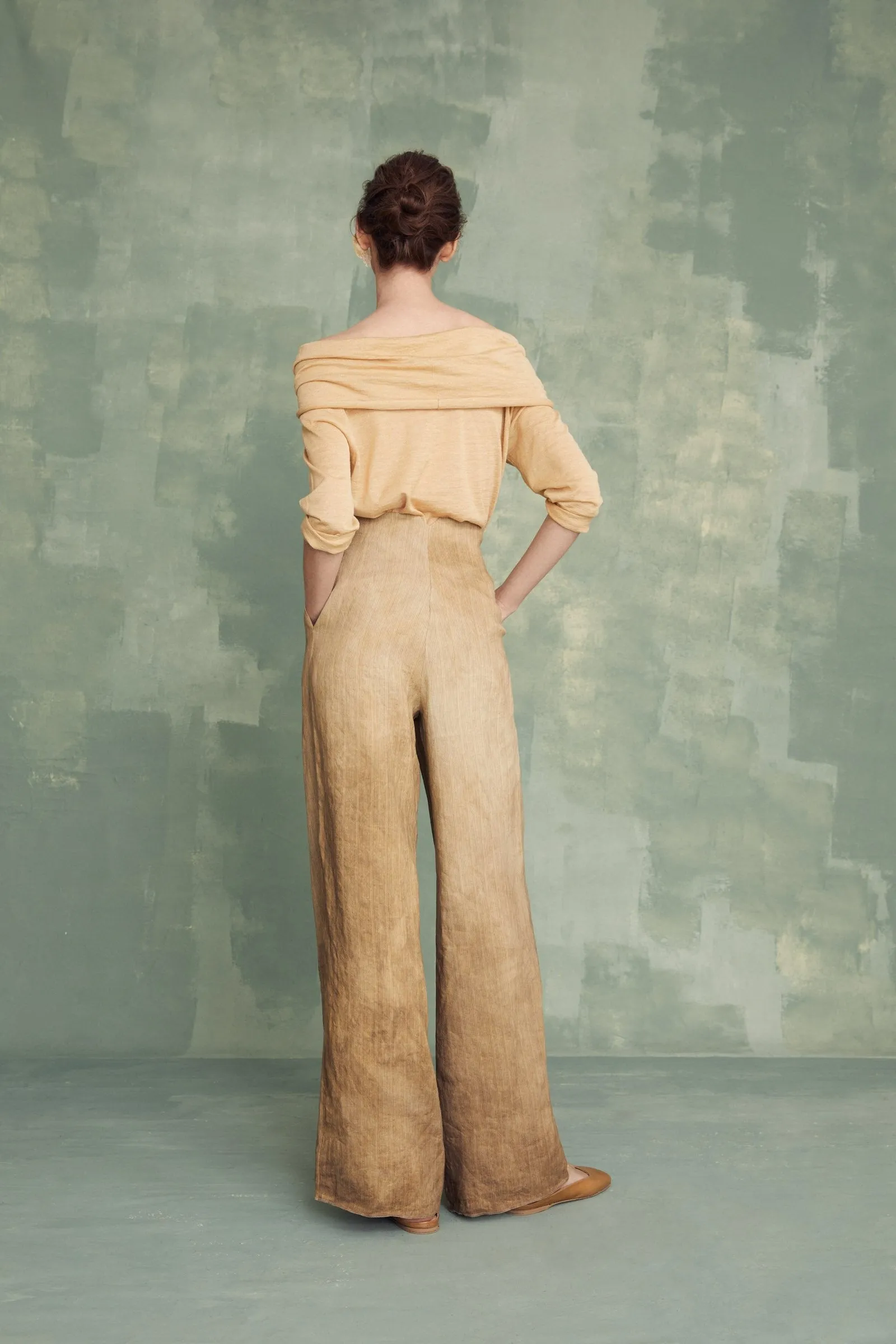 Romeo, gold linen blend knit top