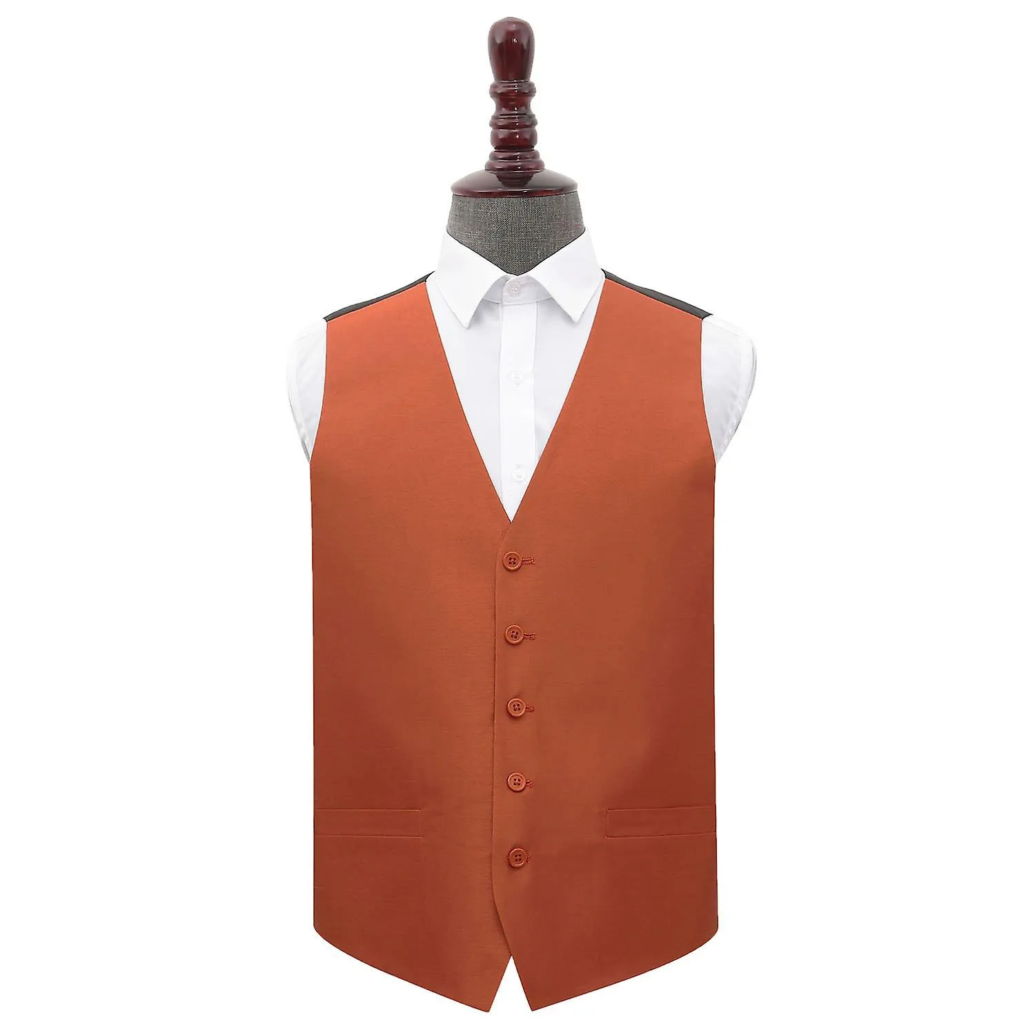 Rust Plain Shantung Wedding Waistcoat