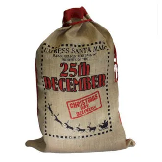 Saco de yute Santa 25 th Decembre