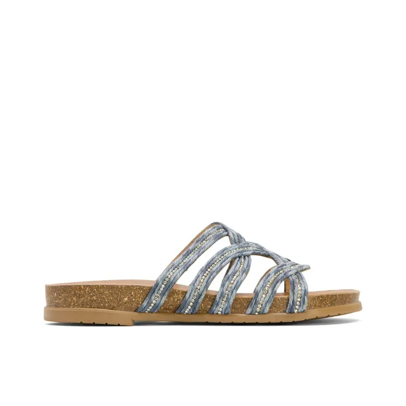 SANDALIA BIO CON PALA TEXTIL AZUL DAFNE