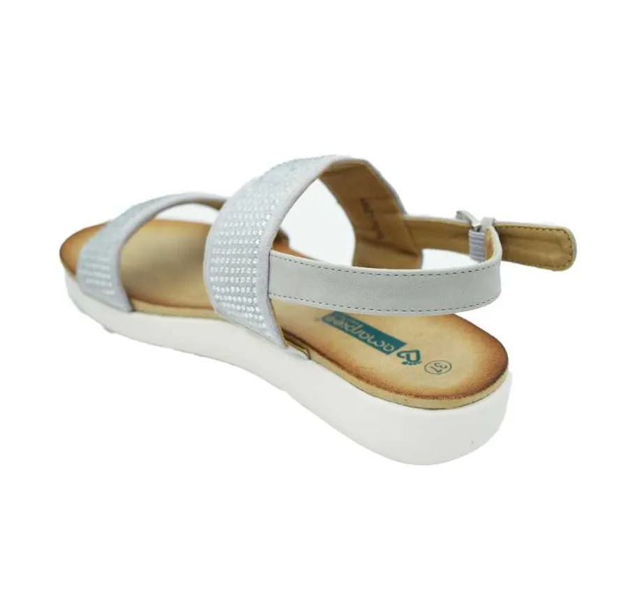 SANDALIA DE CALLE ZAPATO PUNTERA  Y TALÓN ABIERTOS BRILLANTES GRIS