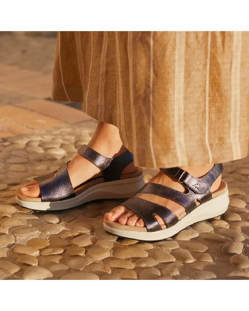 Sandalia FLUCHOS YAGON F1478 Sandalia de Cuña NEGRA