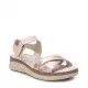 Sandalias plataformas Xti rosas con cierre de velcro y suela de piel