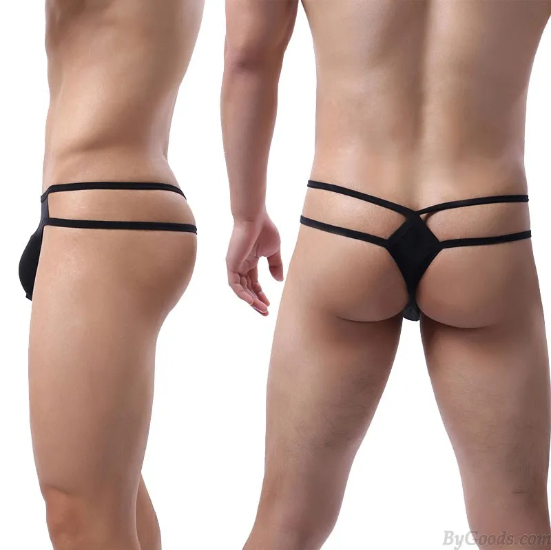 SEXY BULGE POUCH MEN'S UNDERPANTS DOUBLE BELT BRIEFS FOR MAN UNDERWEAR TBACK GSTRING THONG LINGERIE