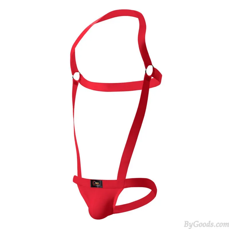 Sexy Suspender Jockstrap Sissy Briefs Leotard  Ring Halter Jumpsuits Wrestling Singlet Gay Men's Lingerie 