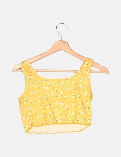 SHEIN Top amarillo estampado floral