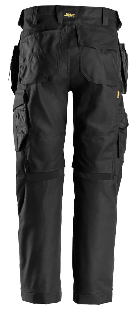 Snickers AllroundWork Canvas+, pantalón elástico, negro (cintura 31