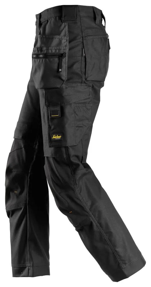 Snickers AllroundWork Canvas+, pantalón elástico, negro (cintura 31