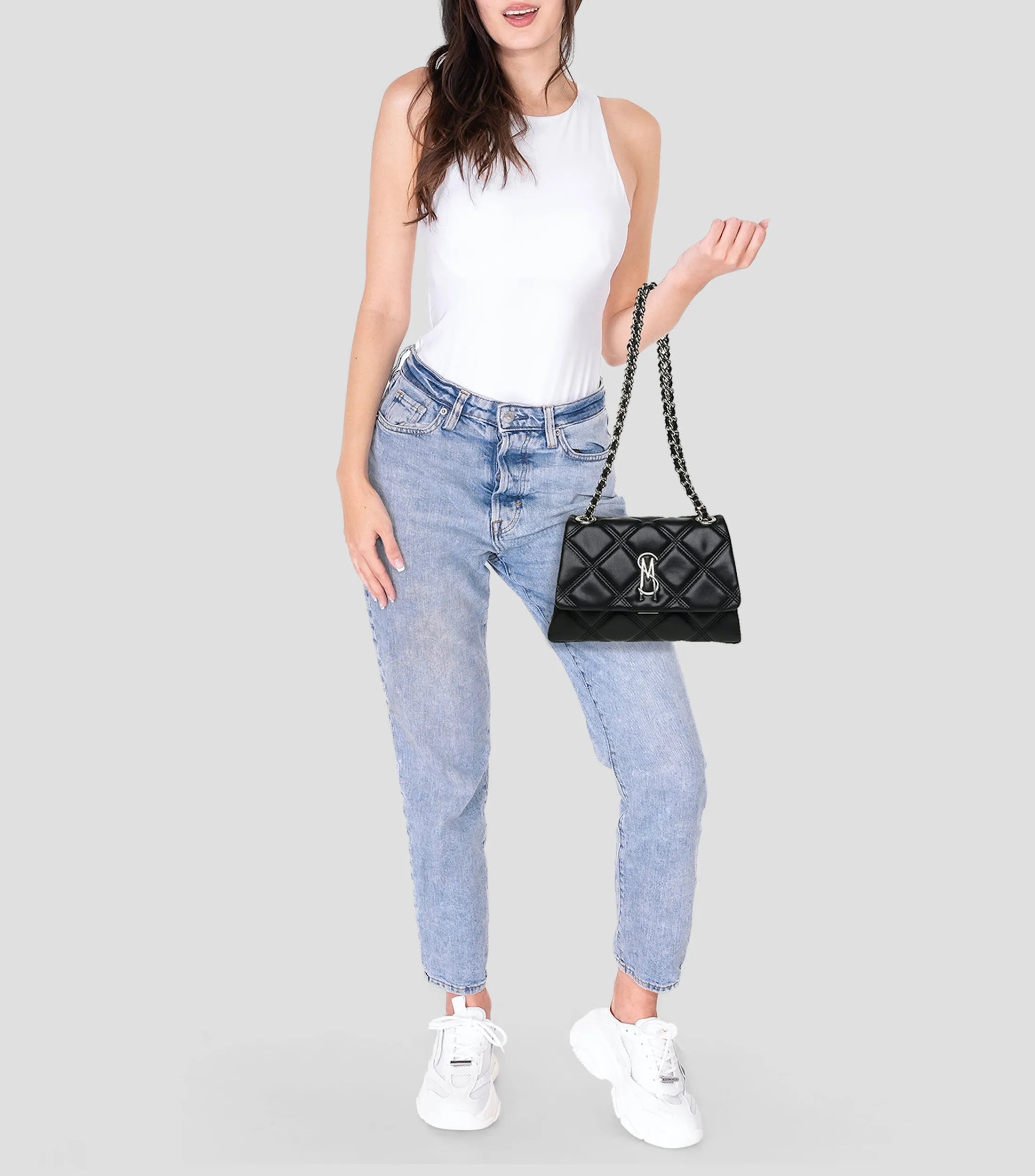 Steve Madden Bolso Shoulder Negro Bvolturi Capitonado Mujer