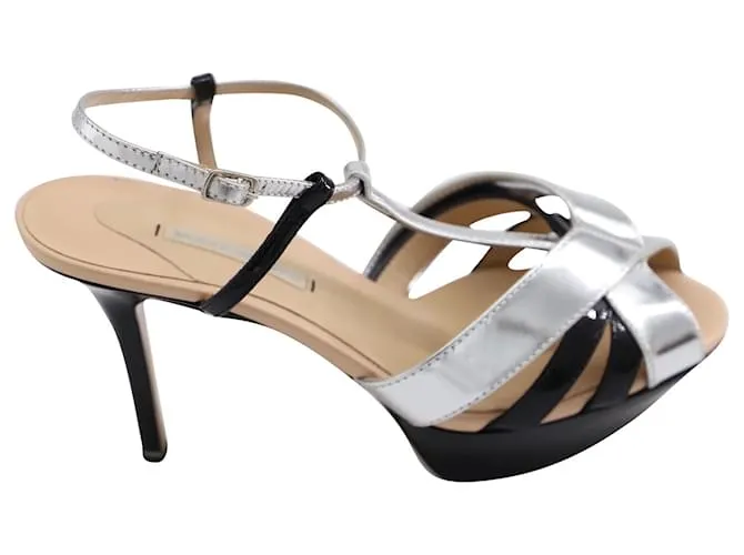 Stiletto de punta abierta con tira trasera de Nicholas Kirkwood en cuero multicolor Negro 