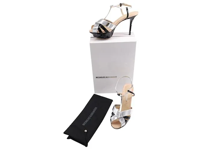 Stiletto de punta abierta con tira trasera de Nicholas Kirkwood en cuero multicolor Negro 