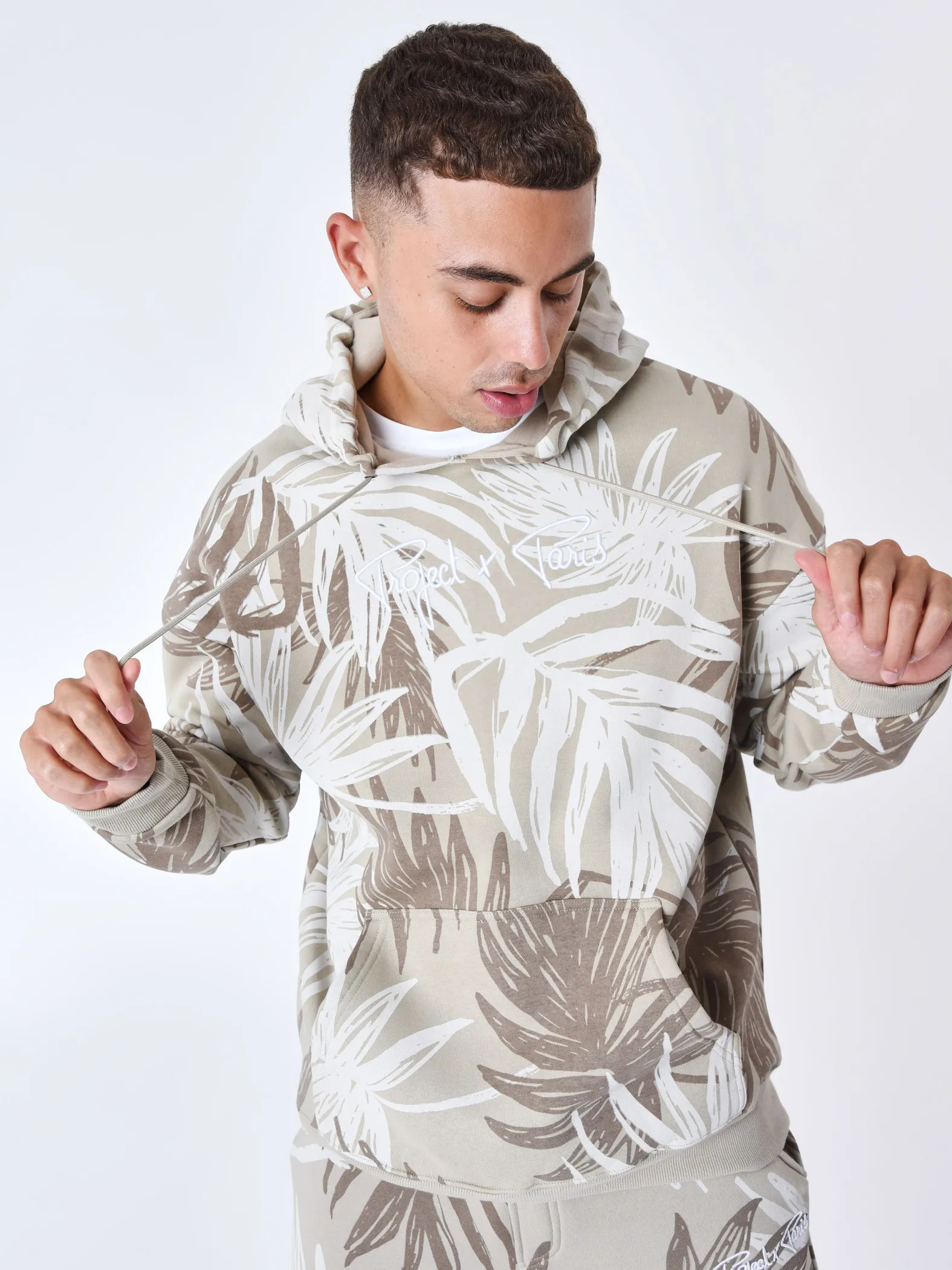Sudadera con capucha y estampado de palmeras