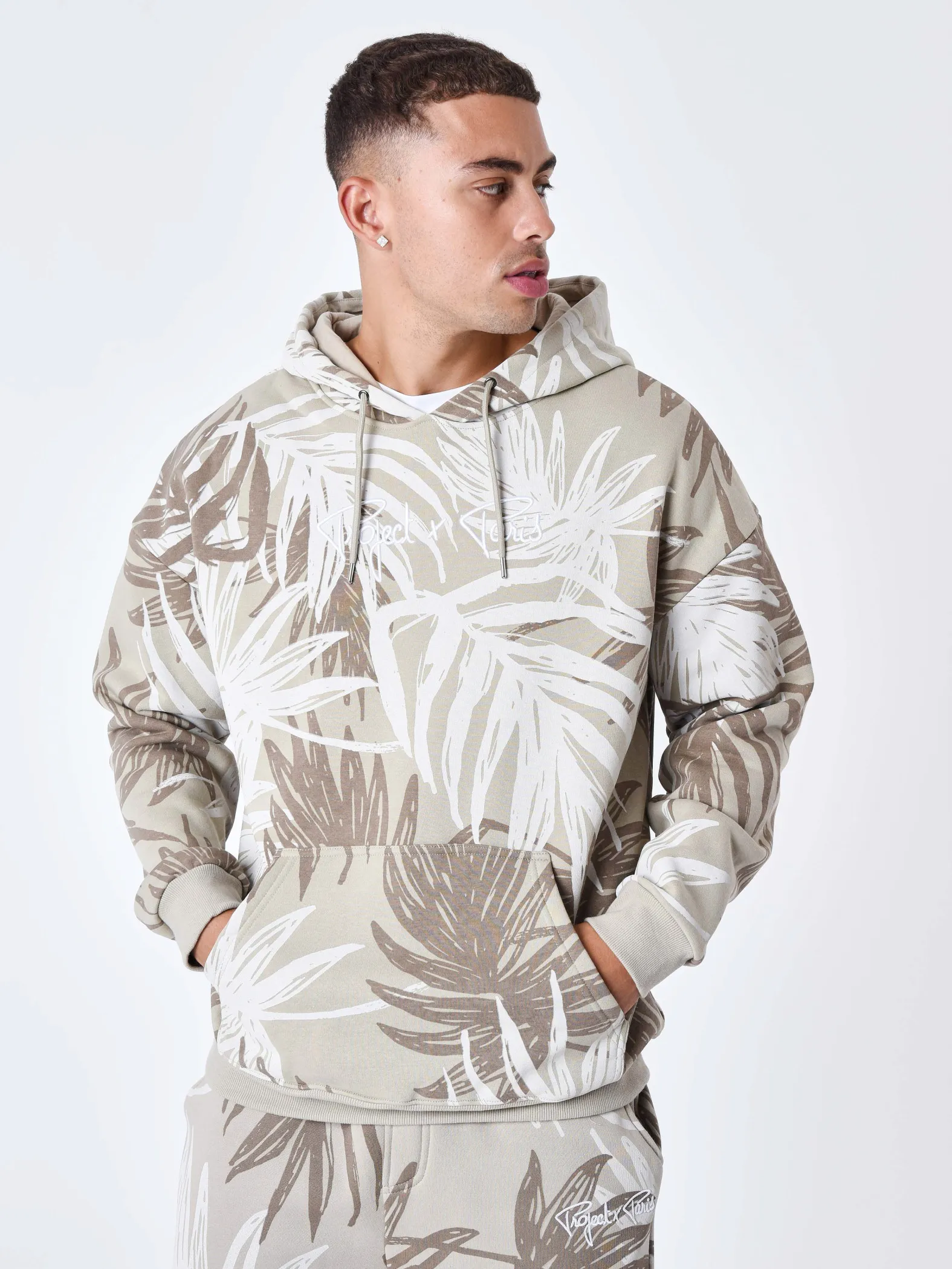 Sudadera con capucha y estampado de palmeras