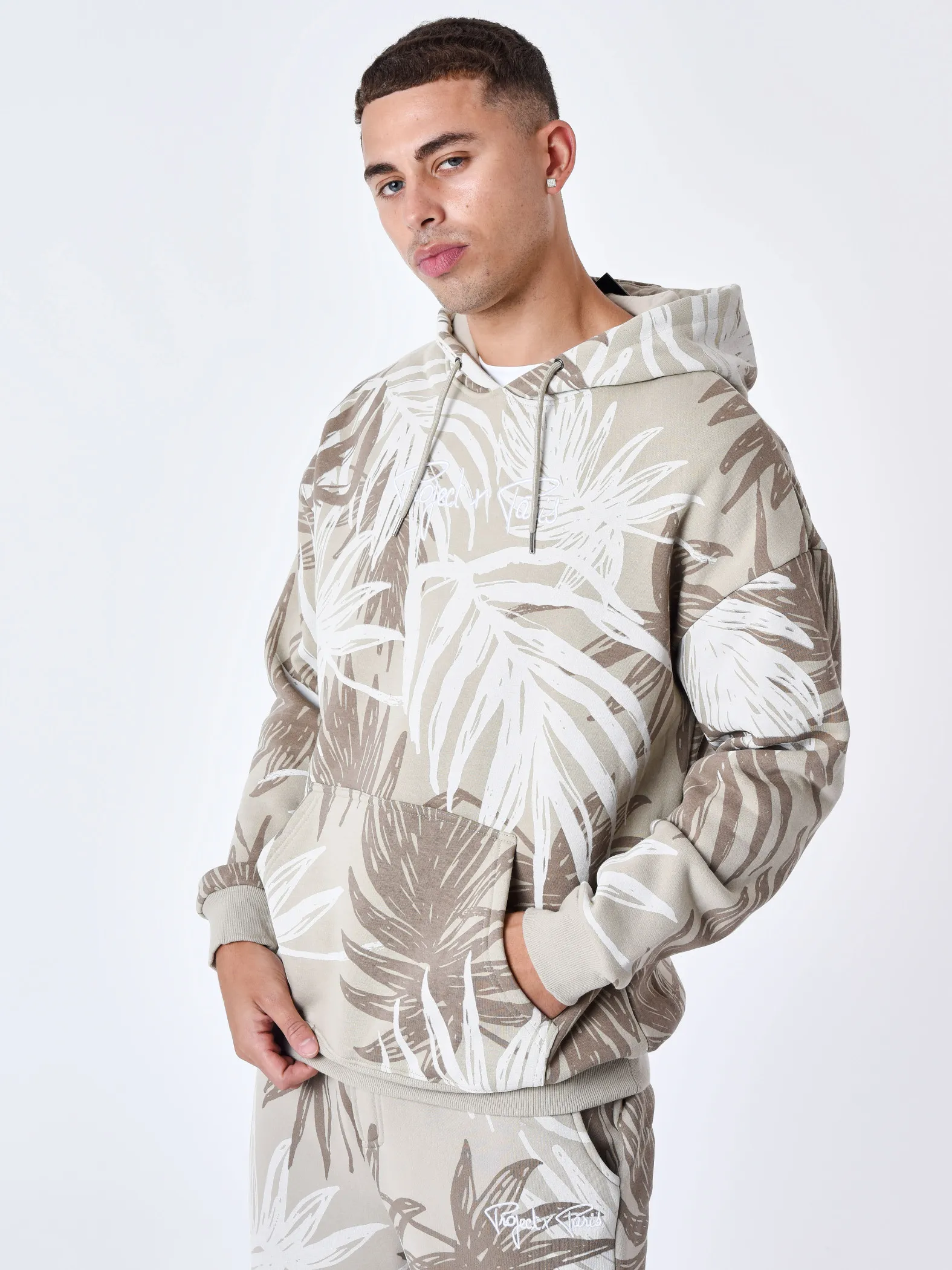 Sudadera con capucha y estampado de palmeras