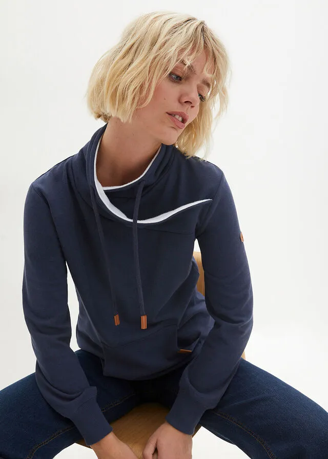 Sudadera, con cuello tipo chal e interior suave Azul marino