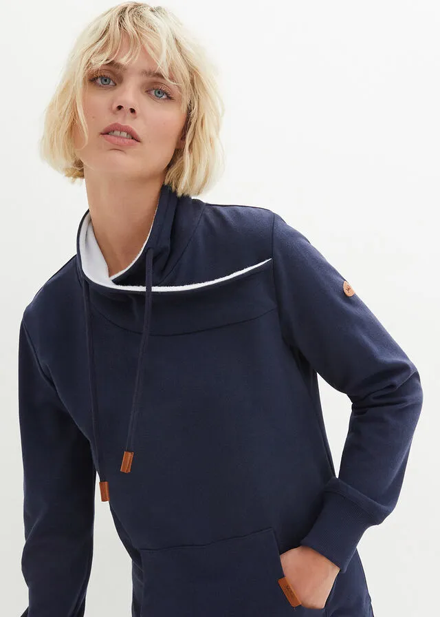Sudadera, con cuello tipo chal e interior suave Azul marino