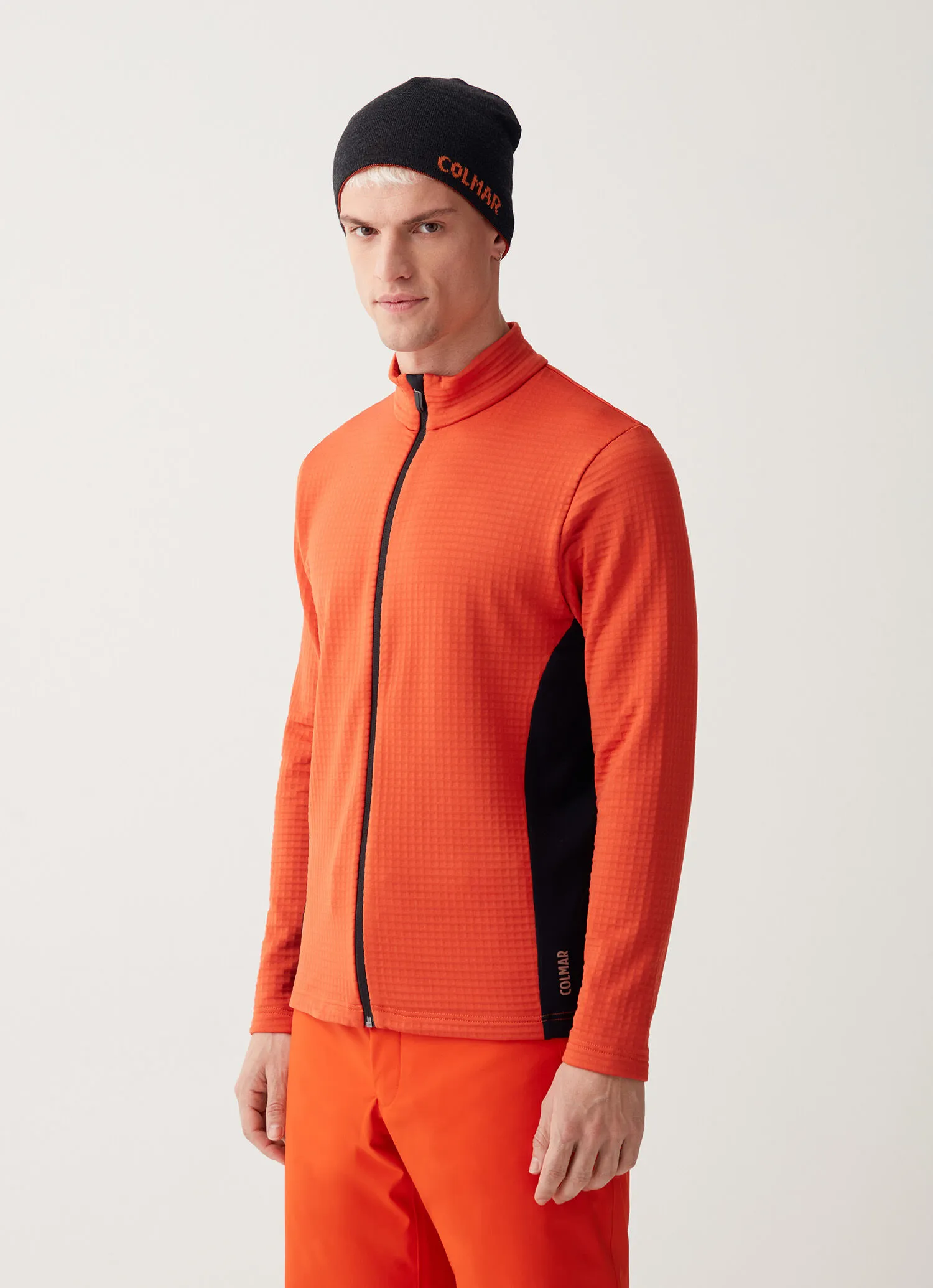 Sudadera de esquí elástica de efecto waffle con cremallera