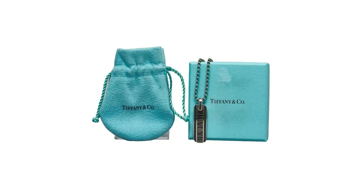 Tiffany & Co Collar Placa Atlas Tiffany Negro Roja 