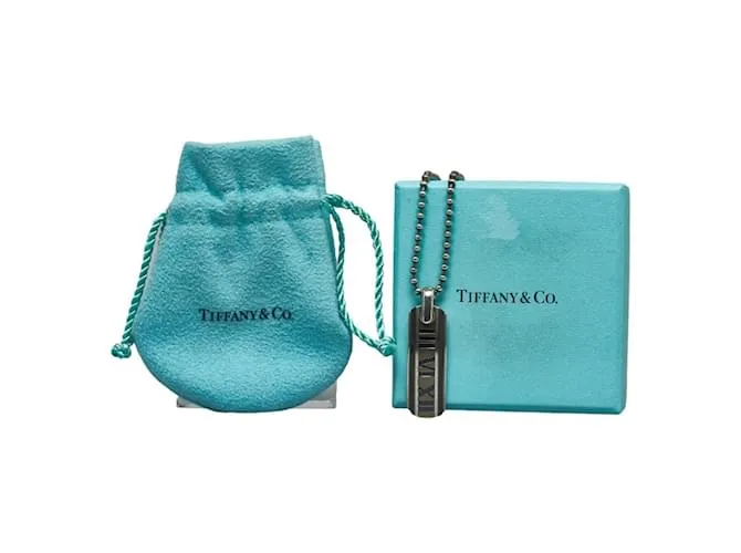 Tiffany & Co Collar Placa Atlas Tiffany Negro Roja 