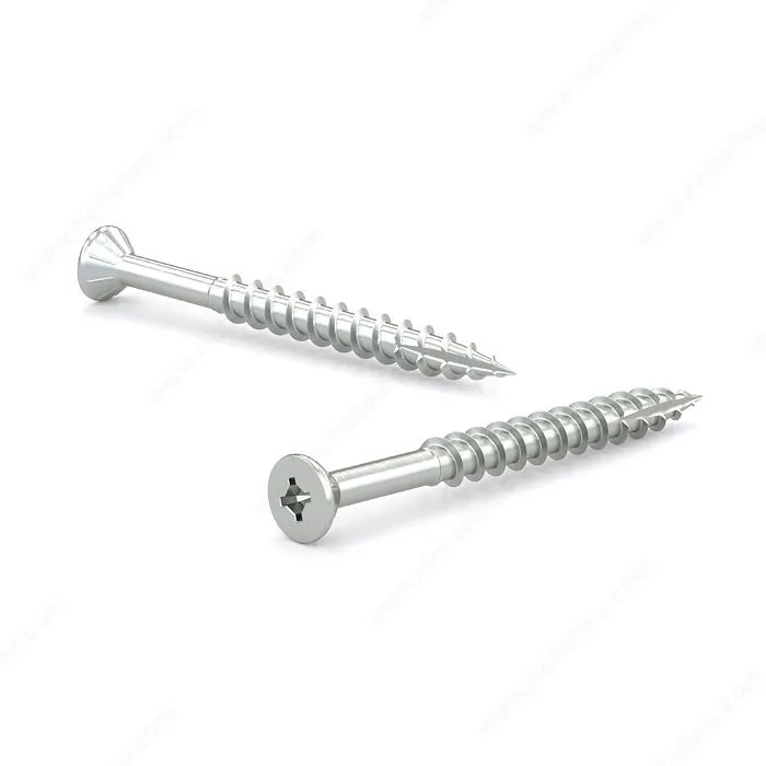 Tornillo zincado para madera, cabeza plana con costillas, ranura Quadrex, rosca gruesa, punta tipo 17