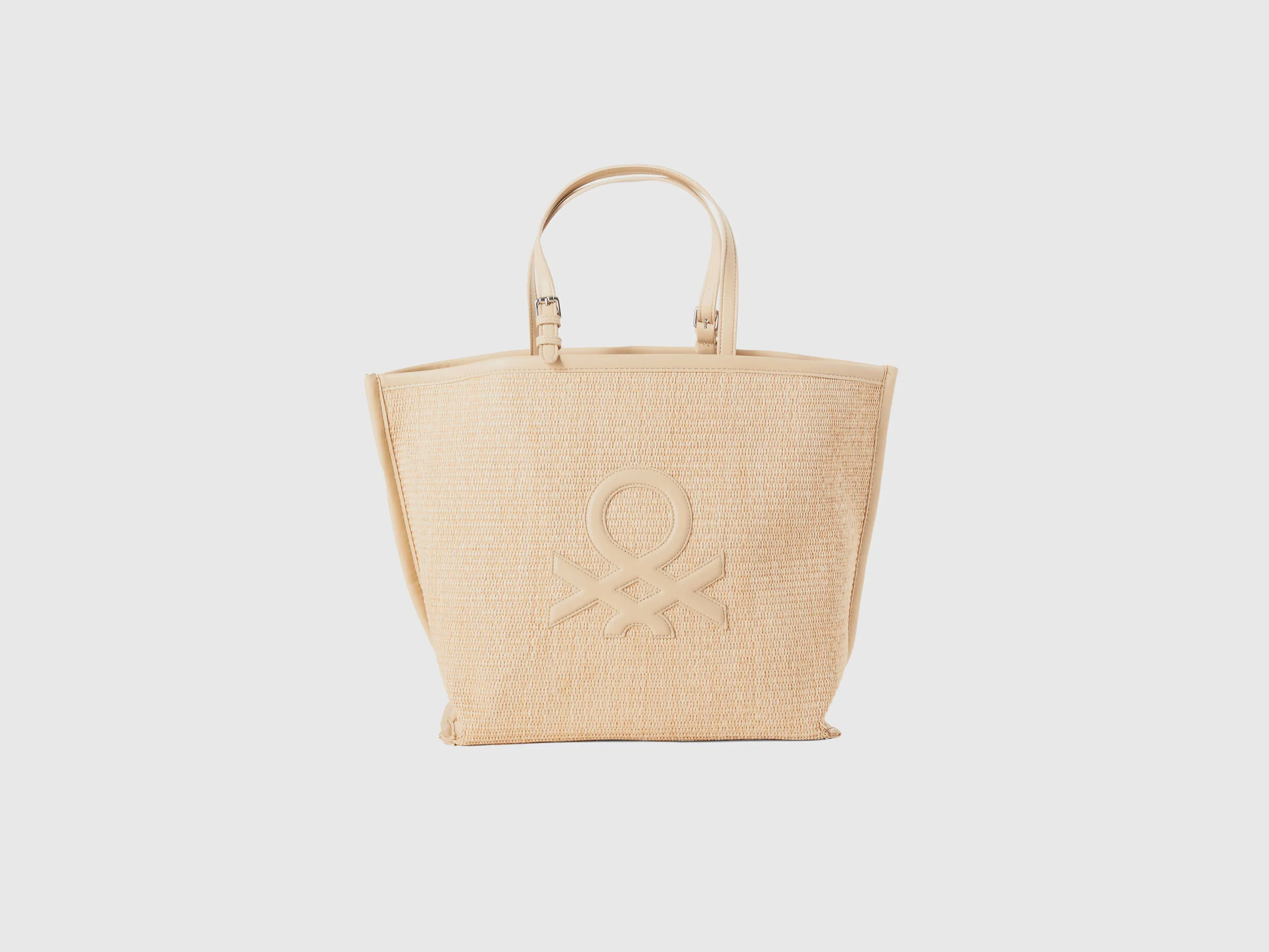 Tote bag beige con efecto rafia