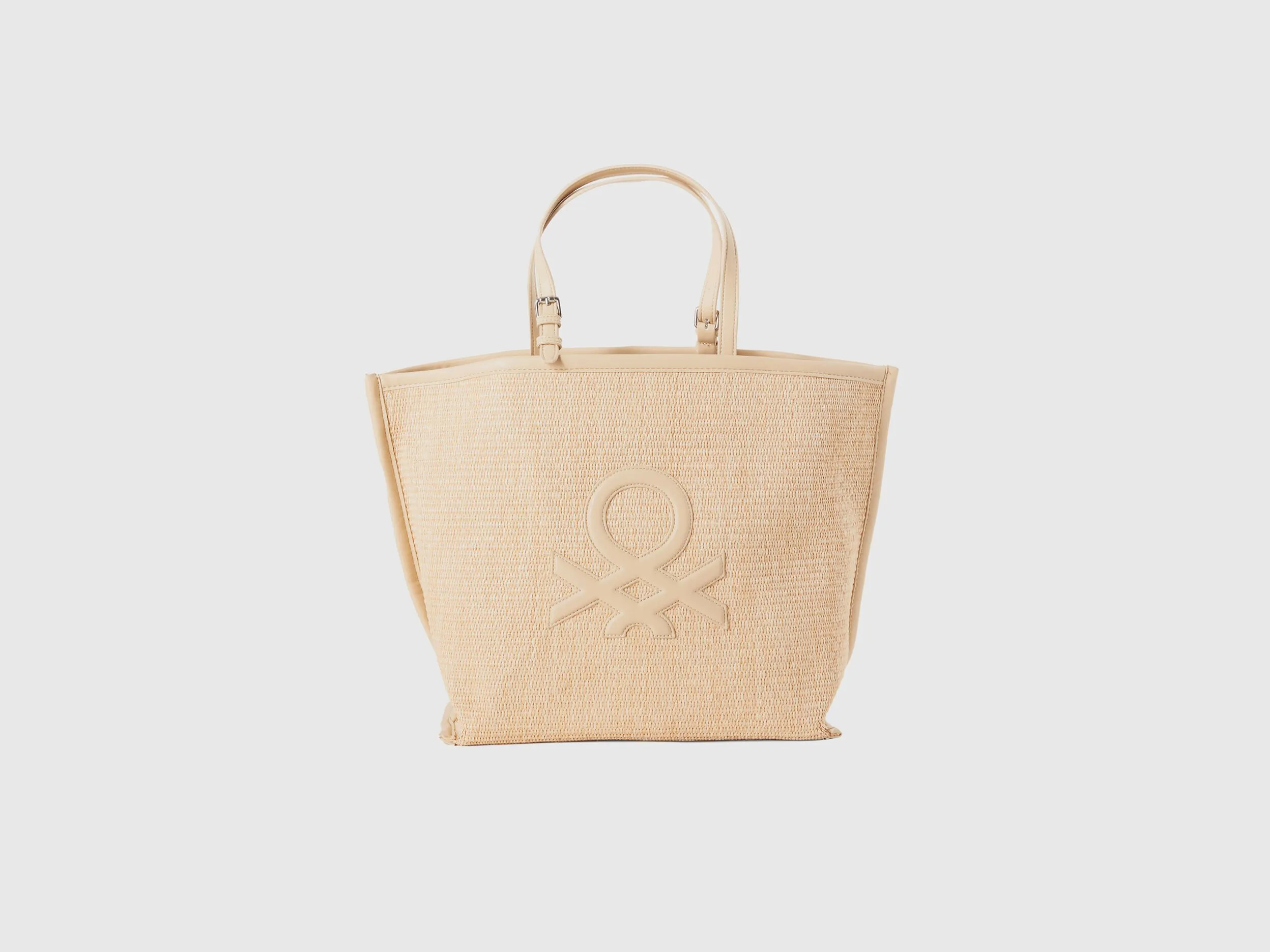 Tote bag beige con efecto rafia