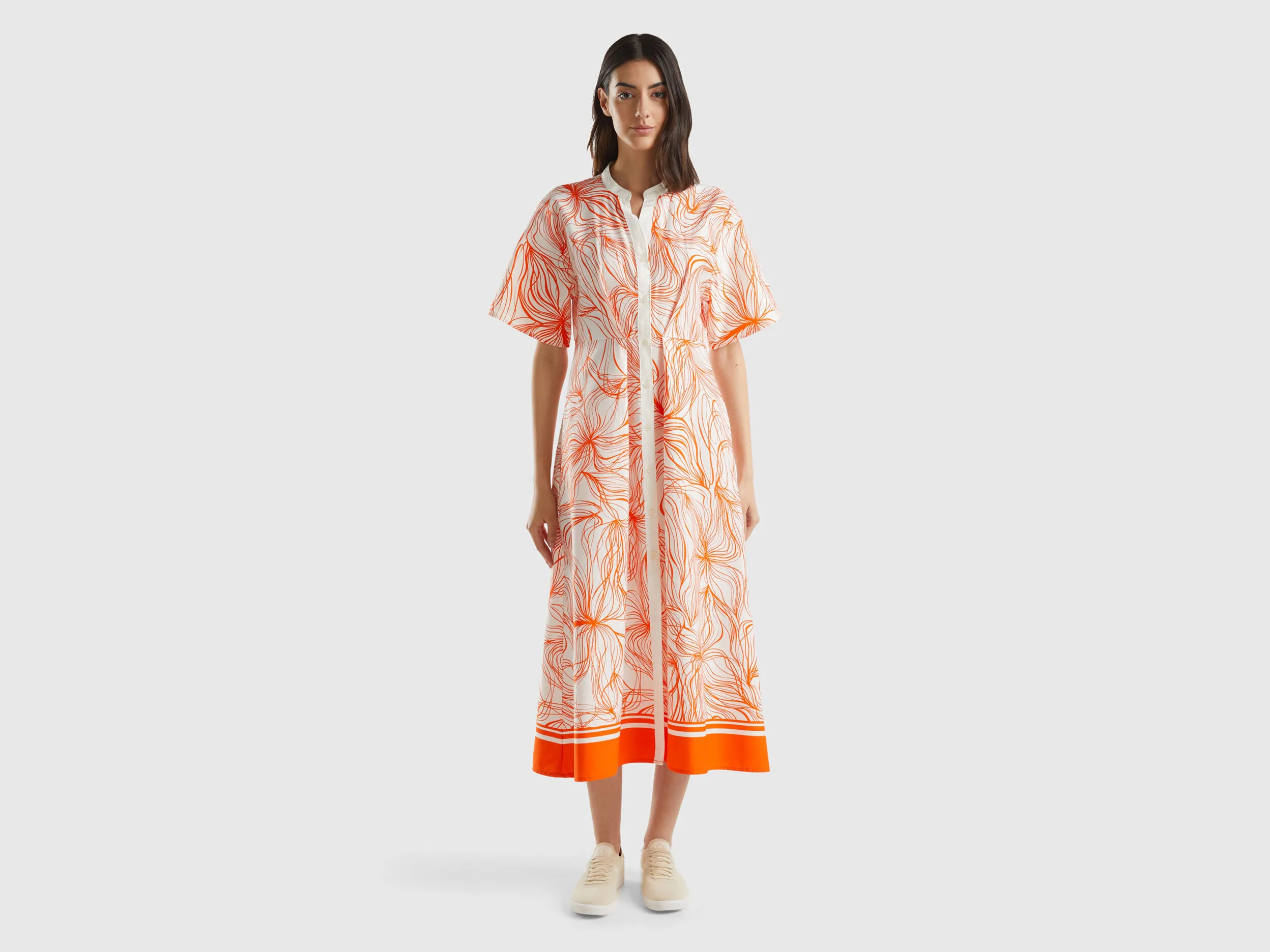 Vestido camisero largo en mezcla de viscosa sostenible