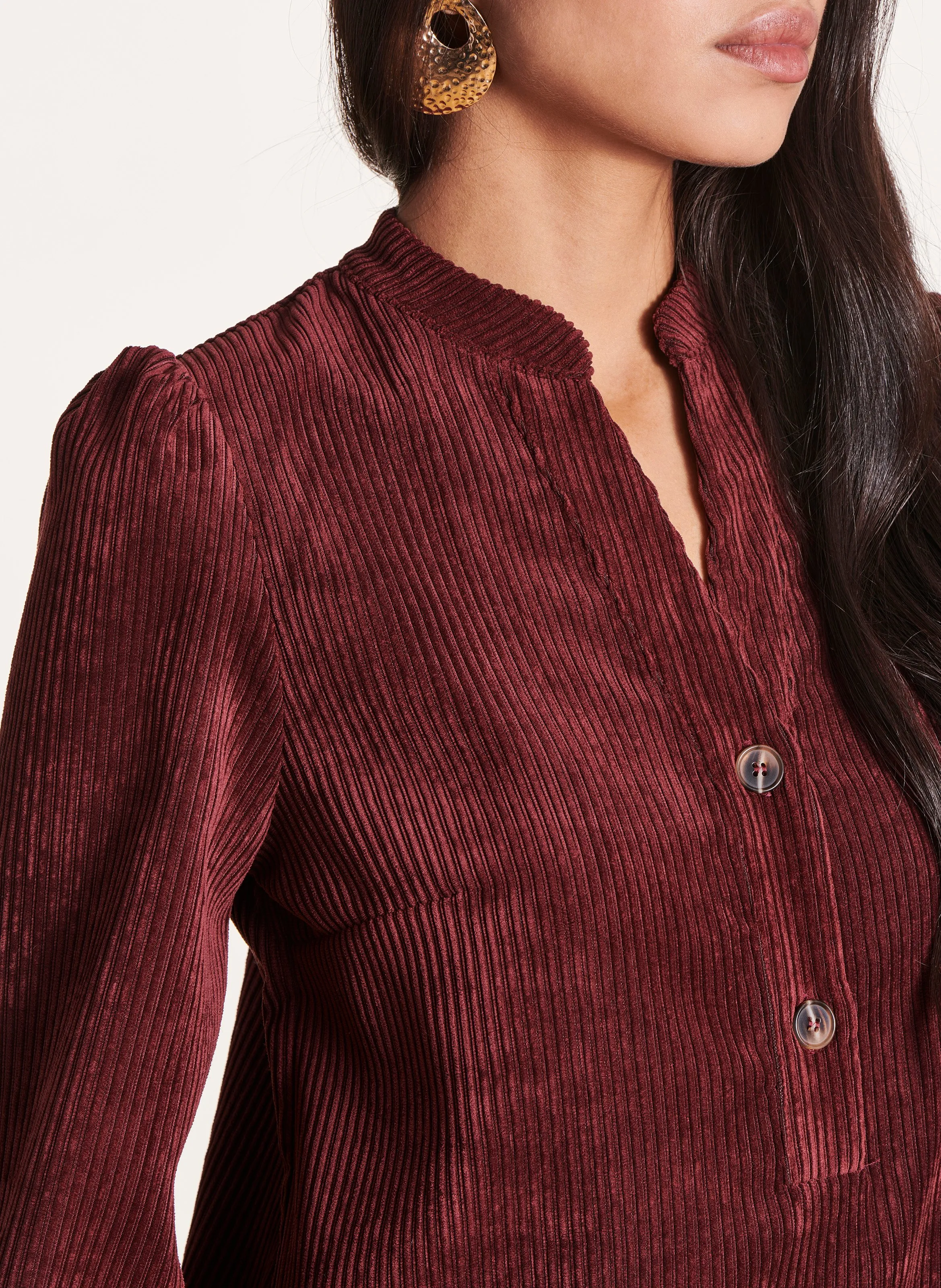 Vestido corto de pana en marron