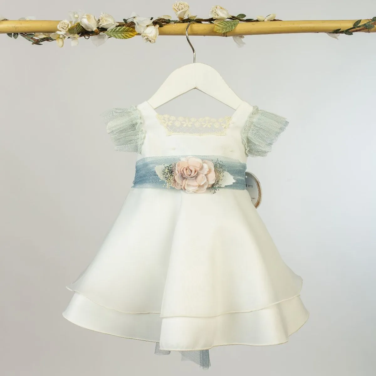 Vestido Cristianar Crudo/Azul Lilus