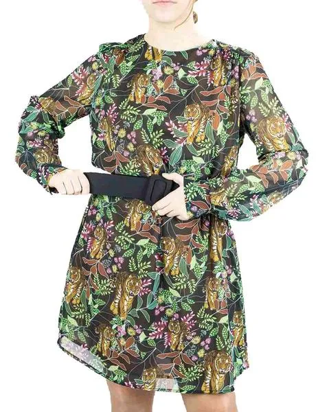 vestido kaos estampado flores con cinturón