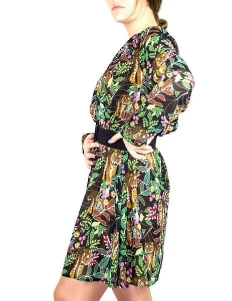 vestido kaos estampado flores con cinturón