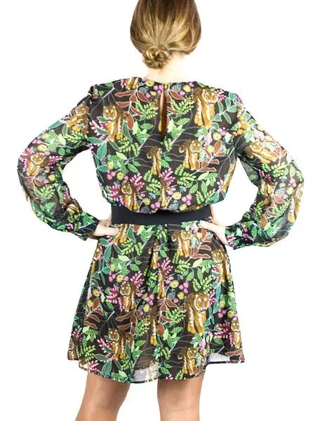vestido kaos estampado flores con cinturón