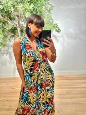 Vestido Lazada Estampado LIORA Burdeos