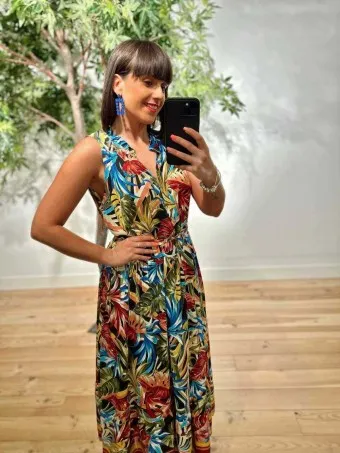 Vestido Lazada Estampado LIORA Burdeos
