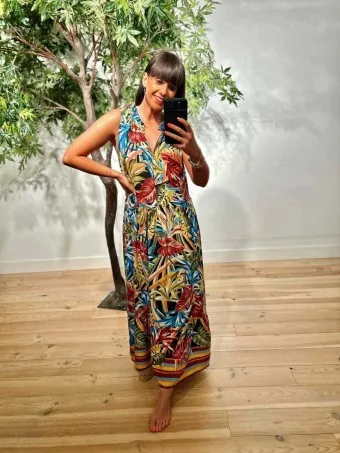 Vestido Lazada Estampado LIORA Burdeos