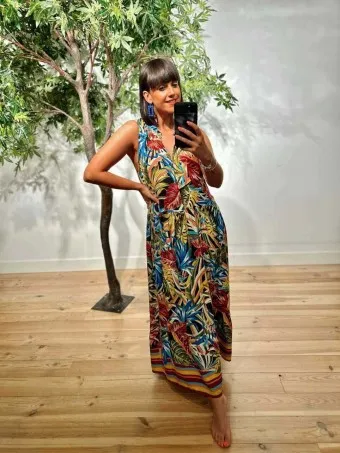 Vestido Lazada Estampado LIORA Burdeos
