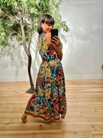 Vestido Lazada Estampado LIORA Burdeos