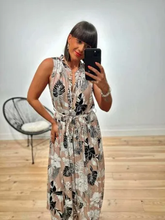 Vestido Lazada Estampado MONZANE Nude