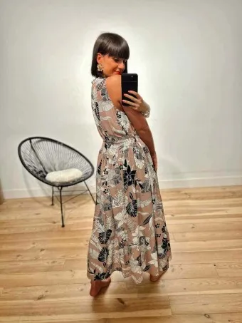 Vestido Lazada Estampado MONZANE Nude
