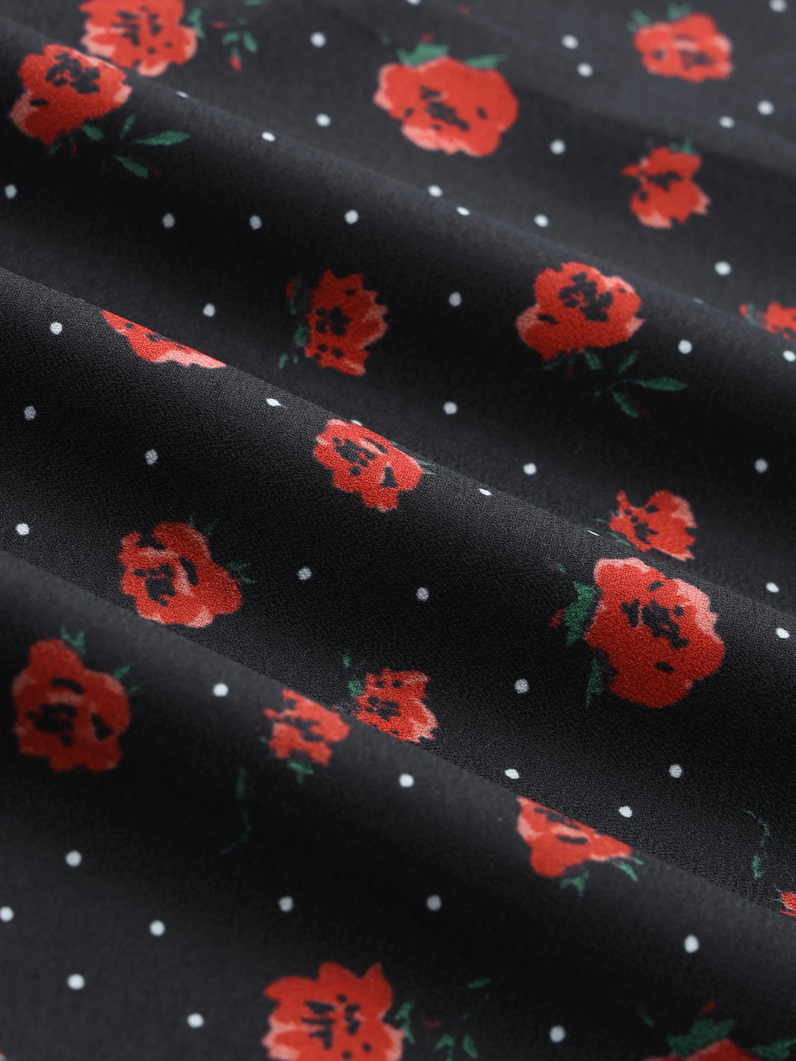  Vestido Midi de Manga Corta Anudada con Estampado Floral y Escote Cuadrado