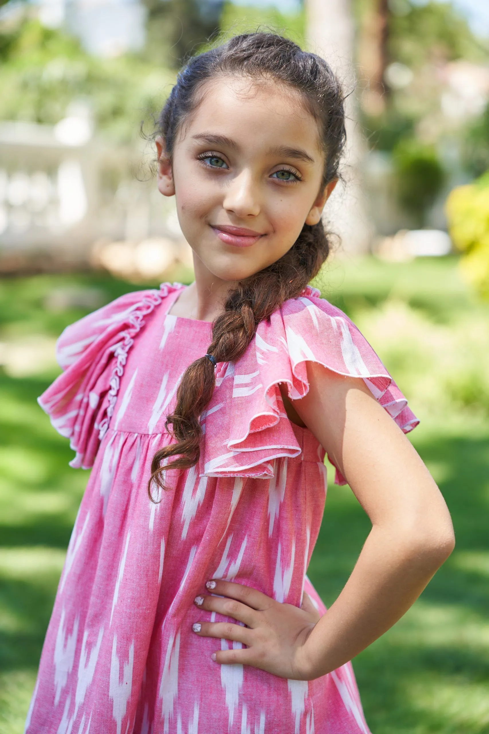 Vestido niña étnico coral