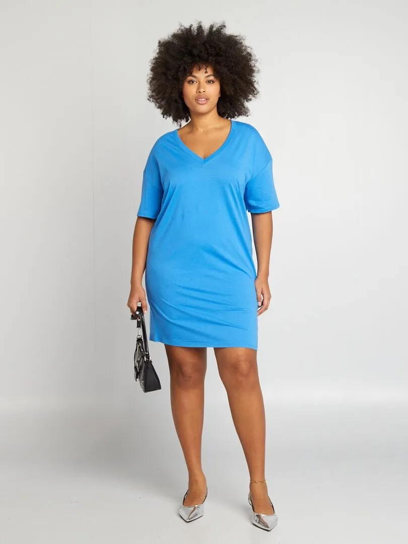 VESTIDO TIPO CAMISETA ANCHO  AZUL