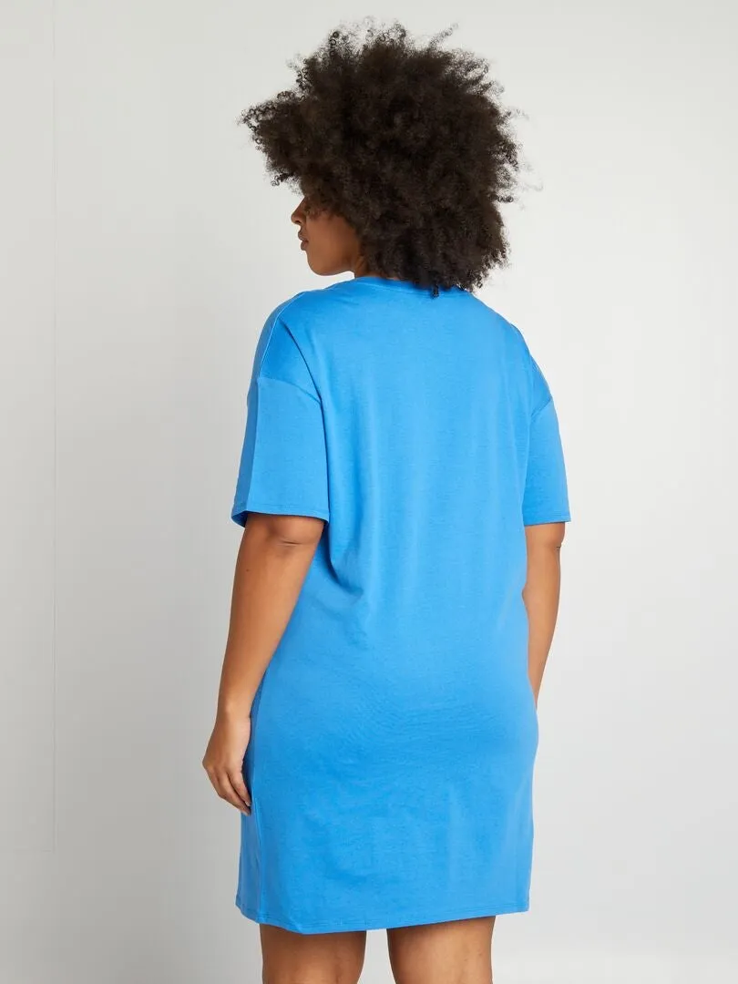 VESTIDO TIPO CAMISETA ANCHO  AZUL