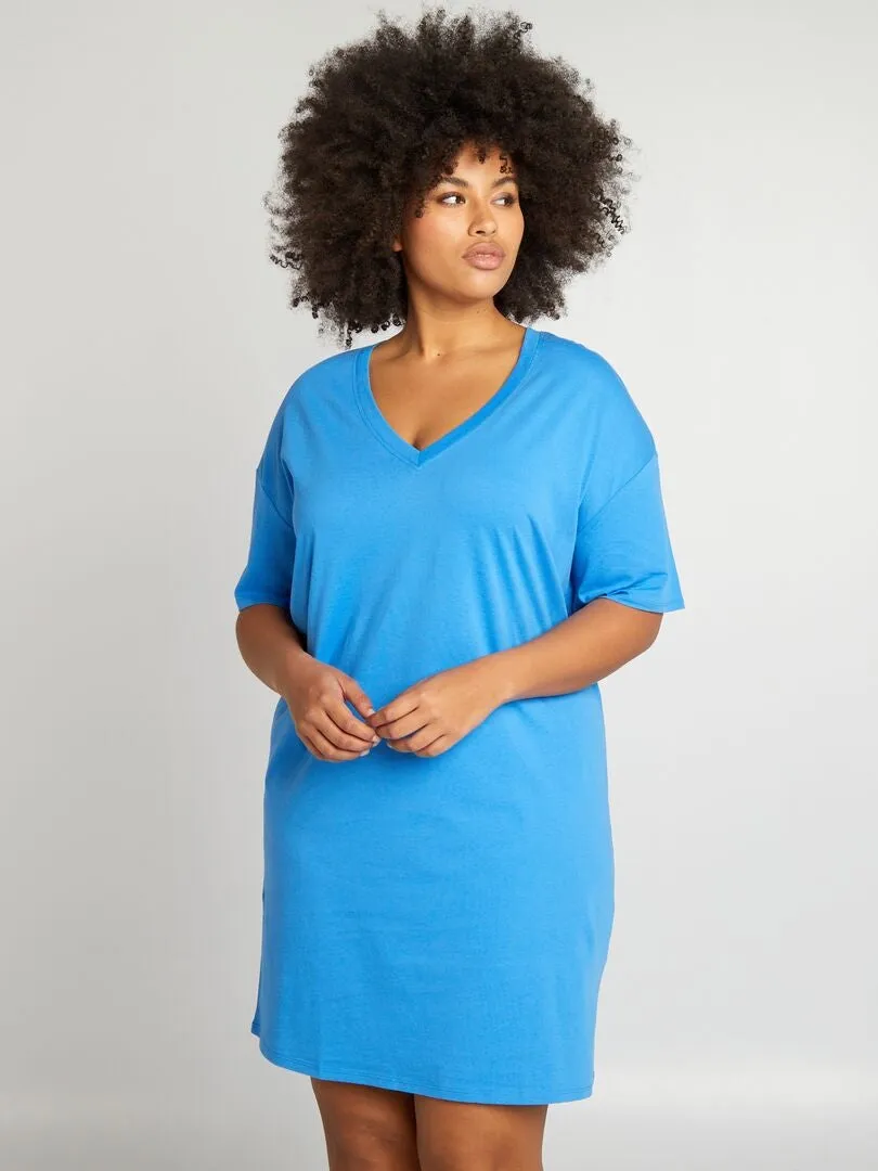VESTIDO TIPO CAMISETA ANCHO  AZUL