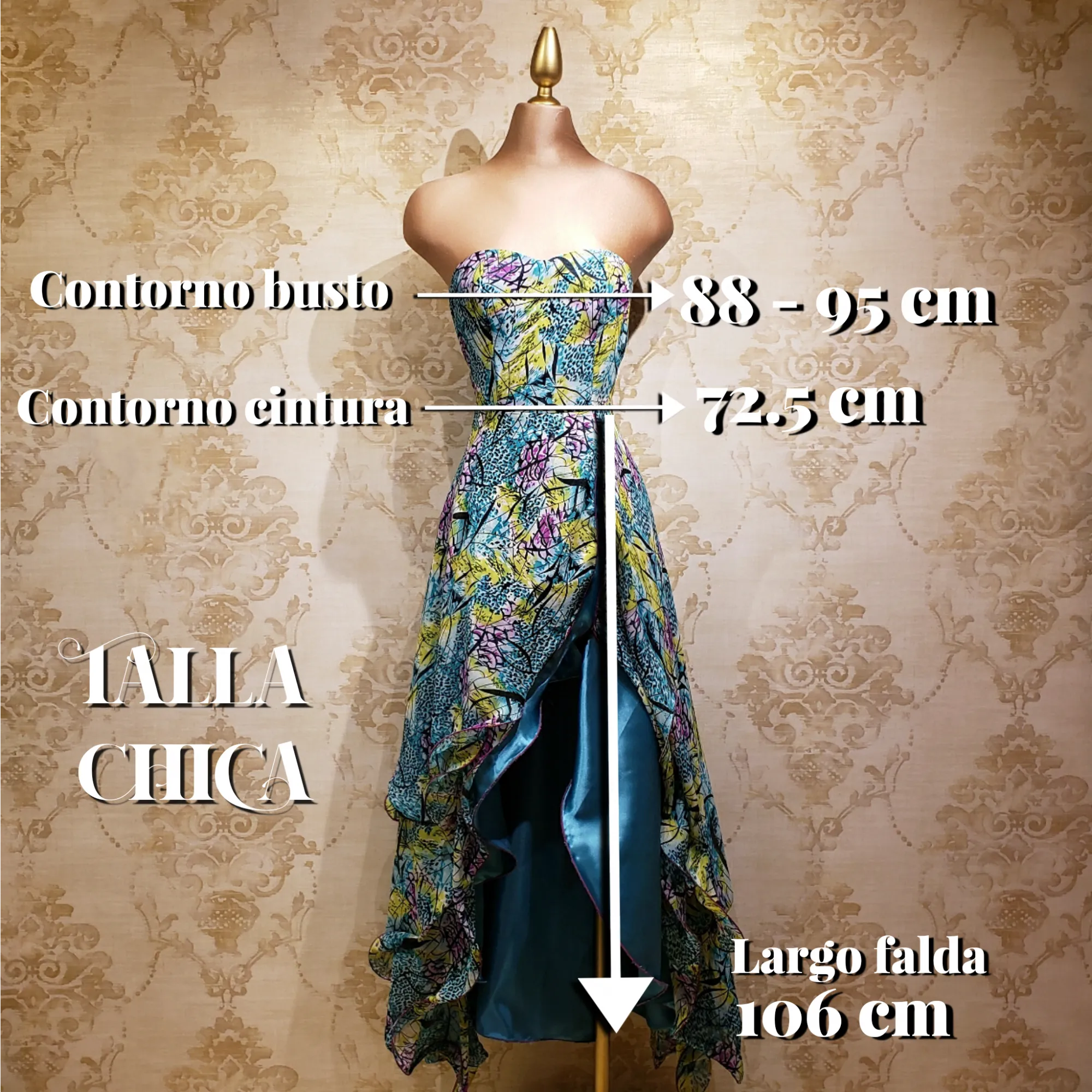 Vestido Verde Jade Largo con Estampado Flores