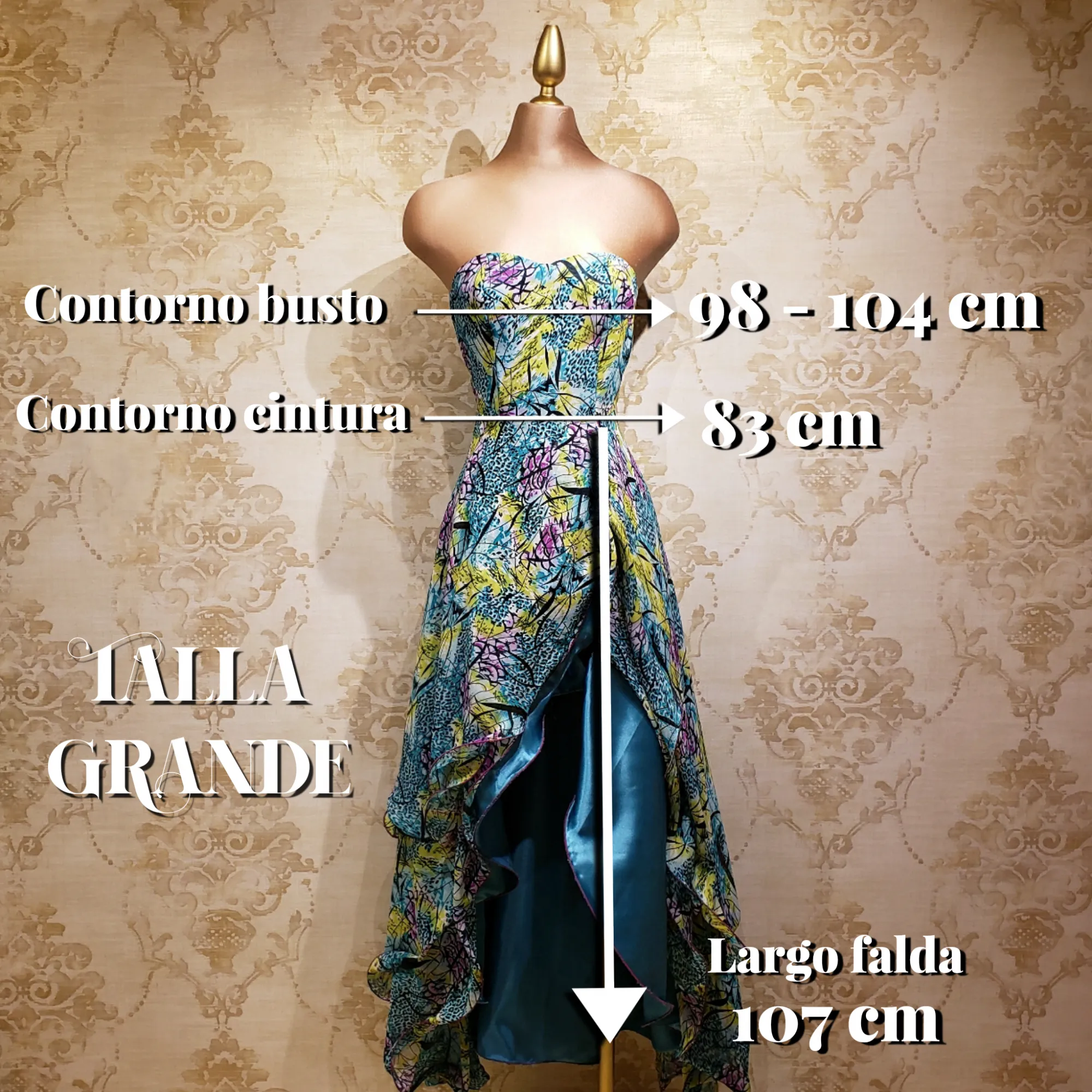 Vestido Verde Jade Largo con Estampado Flores