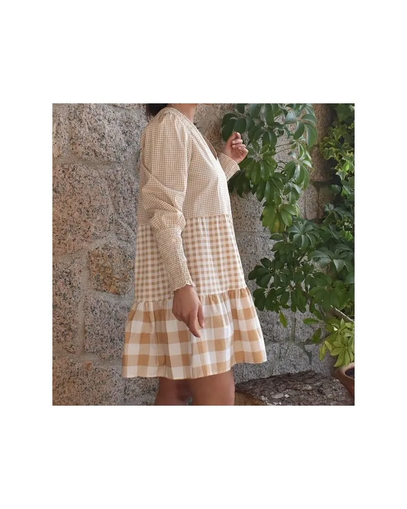 Vestido Vichy beige ndbshoponline